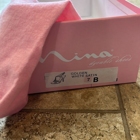 Nina White Satin Heels - Picture 5 of 6